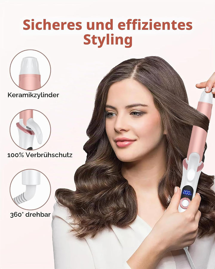 UKLISS Mini Lockenstab für Kurze Haare, 25mm Reise Lockenstab Kleine Locken, LCD Display 120-200℃, m