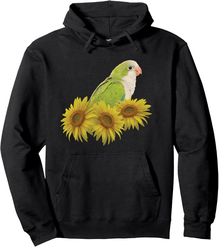 Quaker Papagei Grün Mönch Sittich Sonnenblume Pullover Hoodie