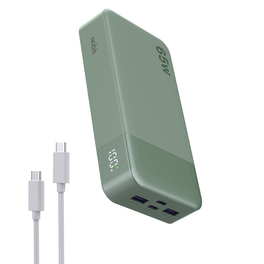 NOBIS 65W 20.000 mAh PD QC Schnelllade Powerbank mit Digitalanzeige Grün, Grün