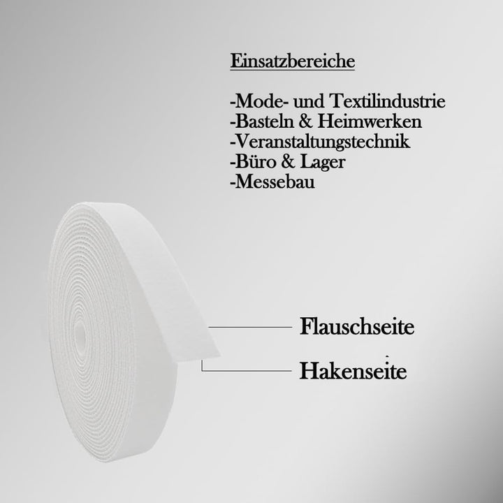 Kstar Beidseitiges Klettband 50mm x 4m in Weiss – Klett Kabelbinder Rolle zum Bündeln & Fixieren – Z