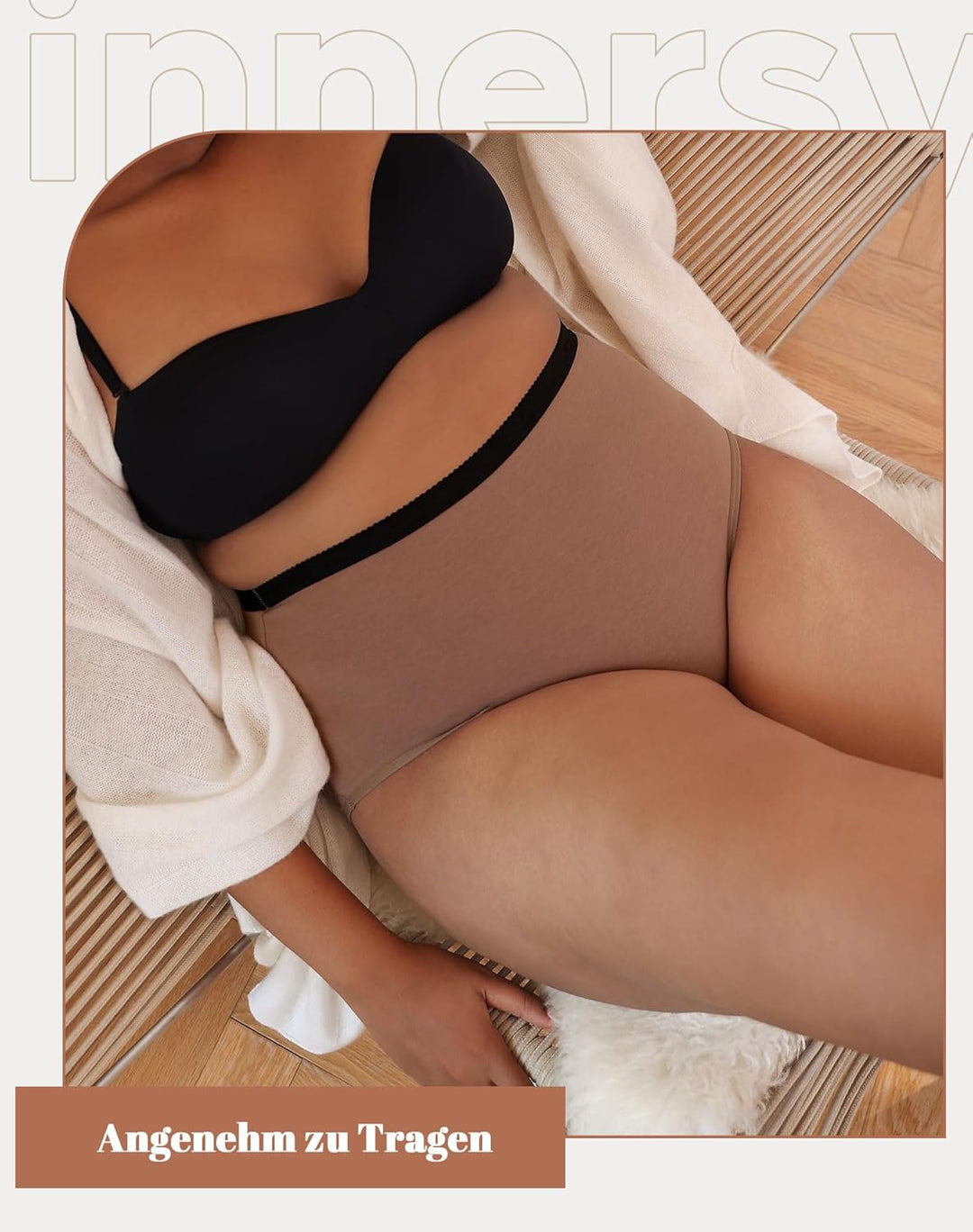 INNERSY Unterhosen Damen Grosse Grössen Schlüpfer Baumwolle High Waist Slip Maxi Unterwäsche 5er Pac