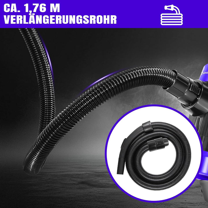 Staubsauger für Tierhaare 1500W - Zylinder Staubsauger ohne Beutel mit 5m Teleskoprohr für alle Böde