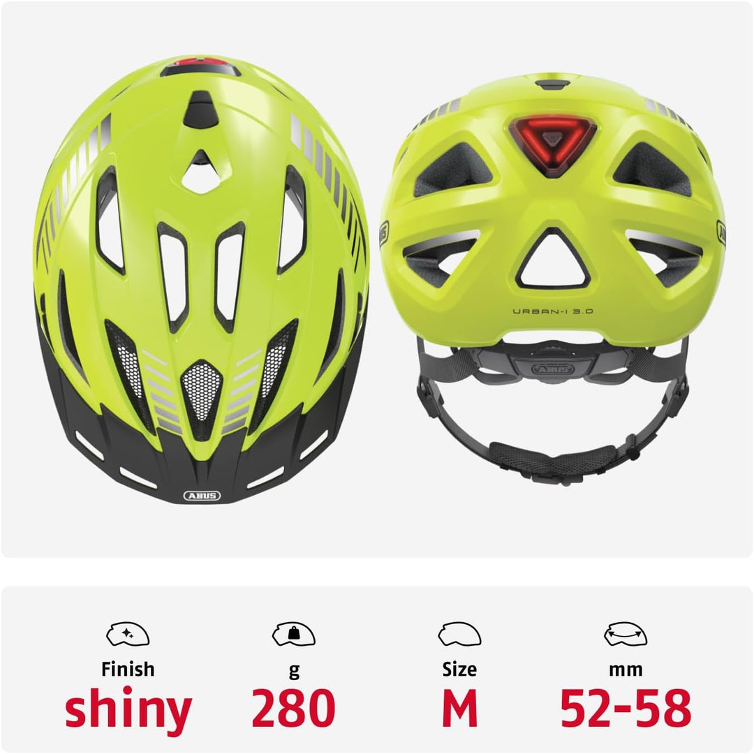 ABUS Stadthelm Urban-I 3.0 - Fahrradhelm mit Rücklicht, Schirm und Magnetverschluss - für Damen und