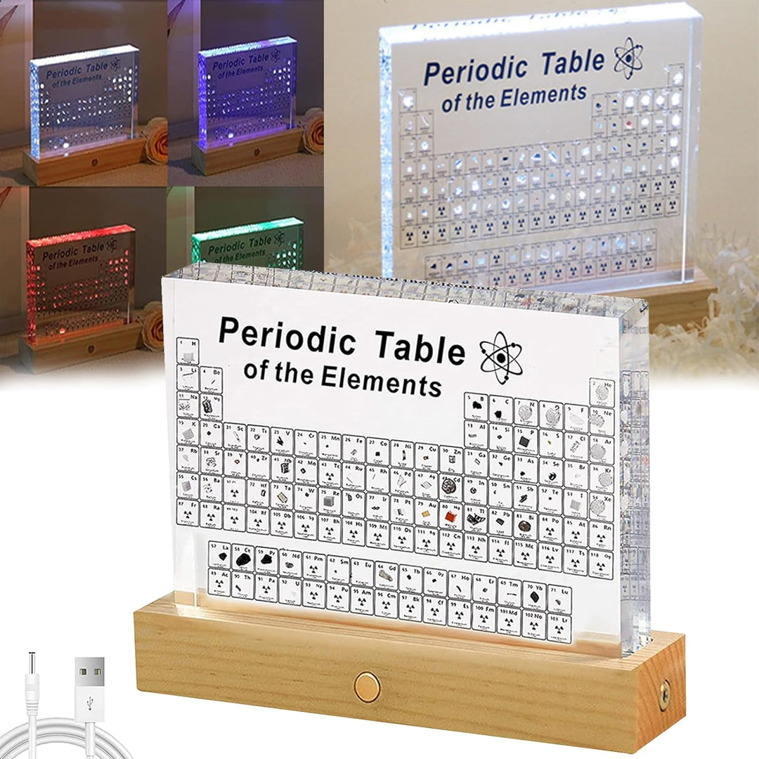 Periodensystem der Elemente mit LED-Lichthalter, Periodensystem Acryl, Periodensystem Echte Elemente