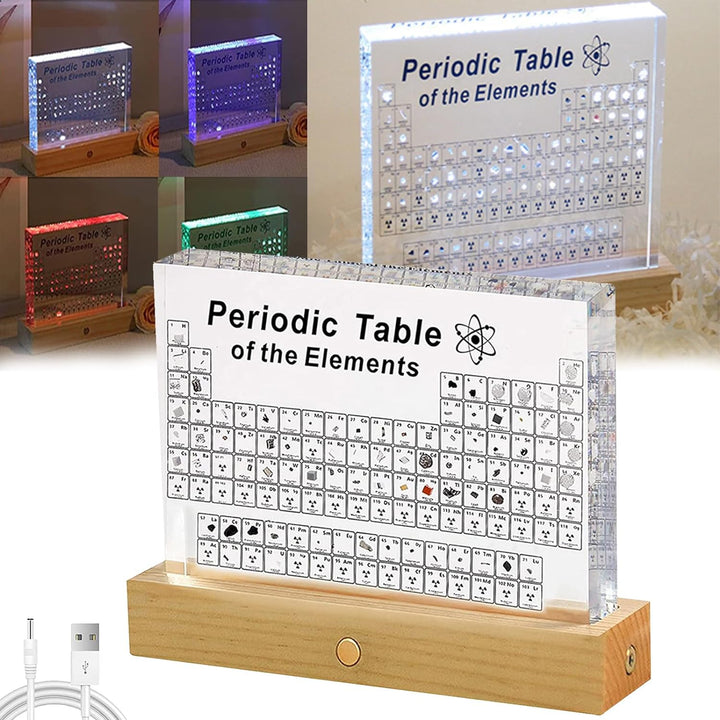 Periodensystem der Elemente mit LED-Lichthalter, Periodensystem Acryl, Periodensystem Echte Elemente
