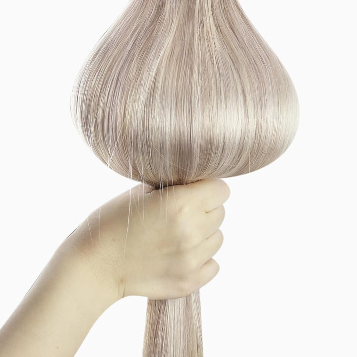 Ugeat Clip in Extensions 50cm Blond Echthaar Extensions Clip Haarverlängerung Echthaar Aschblond mit