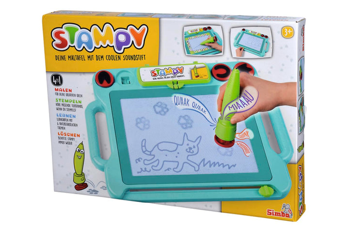 Simba 106334629 - Stampy Maltafel für Kinder, 41x29cm, magnetische Zaubertafel mit Sound-Stift, 4 Ti