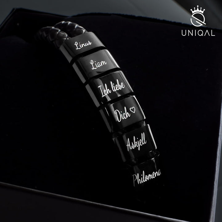 UNIQAL | Personaliesiertes Lederarmband mit Gravur "SHAPE" Herren Damen | Leather Bracelet mens | Ma