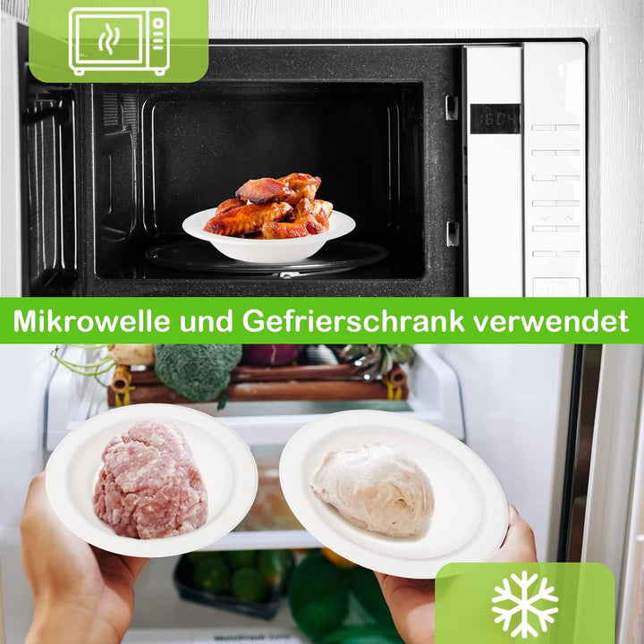 greensight 50 Stück Pappschalen Einweg Suppenschalen 350ML aus Zuckerrohr Einweggeschirr Suppentelle
