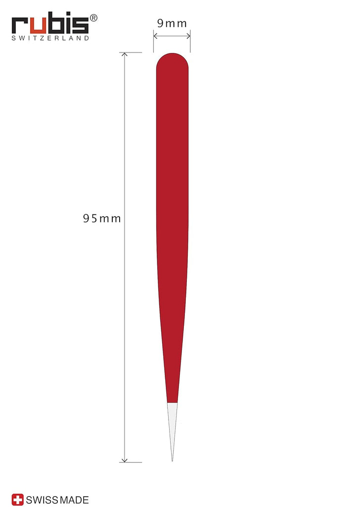 Rubis Splitterpinzette Swiss Pointer - Pinzette für eingewachsene Haare und Splitter - spitz rutschh