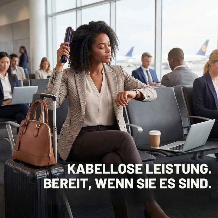 Glättbürste Kabellos, Haarbürste Elektrisch, Tragbare Glättbürste Kabellos mit 3 Temperaturstufen, S