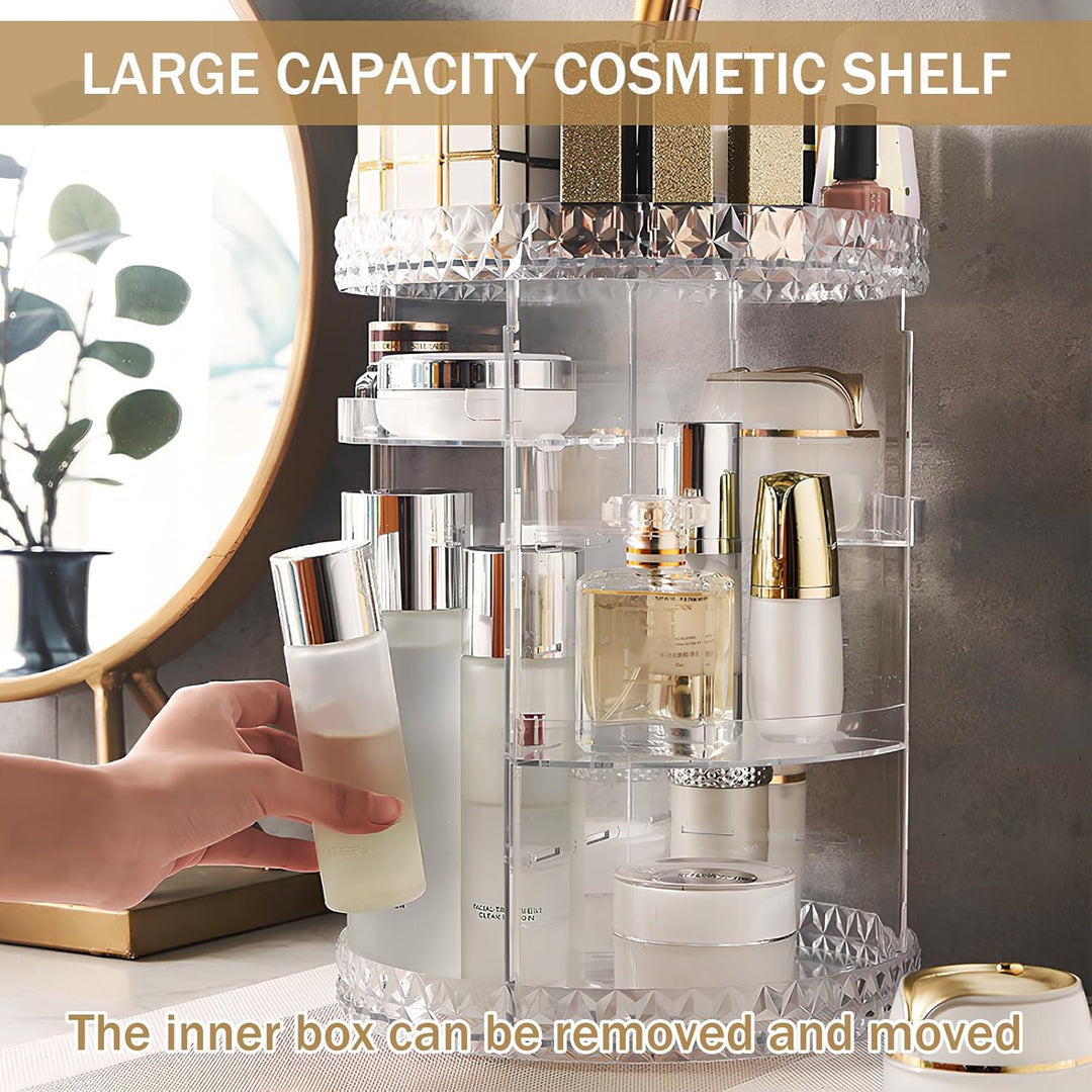 360 Grad drehbarer Make-up-Organizer, Acryl Make-up Organizer für Parfüm Kosmetik Lippenstift, gross