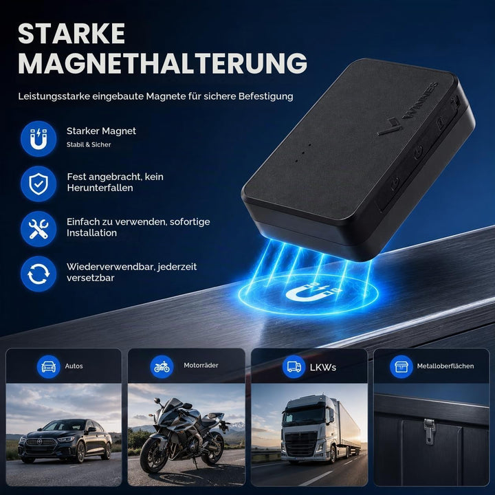 TKMARS Auto Mini GPS Tracker mit SIM, Echtzeit Ortung per APP, Magnetisch, 1500mAh Akku, GPS Sender