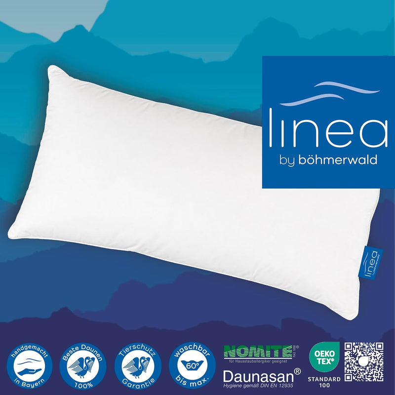 Böhmerwald Luxus Kopfkissen, 100 % Daunen, Füllgewicht: 300 g, Stützkomfort: extra weich, 40 x 80 cm