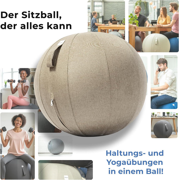 Backerz Sitzball 65 cm - Ergonomische Sitzmöbel für Büro und Heimbüro - Langlebiger Stoff, Gymnastik