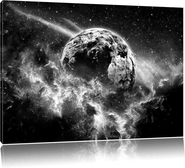 Monocrome, Planet Erde, Format: 100x70 auf Leinwand, XXL riesige Bilder fertig gerahmt mit Keilrahme