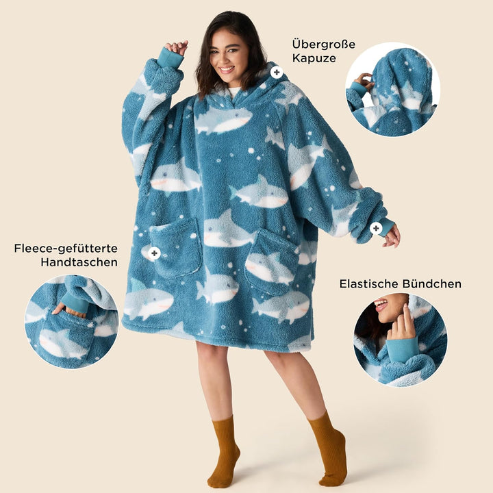 BEDSURE Hoodie Decke mit Ärmeln - Kuschelpullover als Geschenke für Frauen - Kuscheldecke mit Ärmeln
