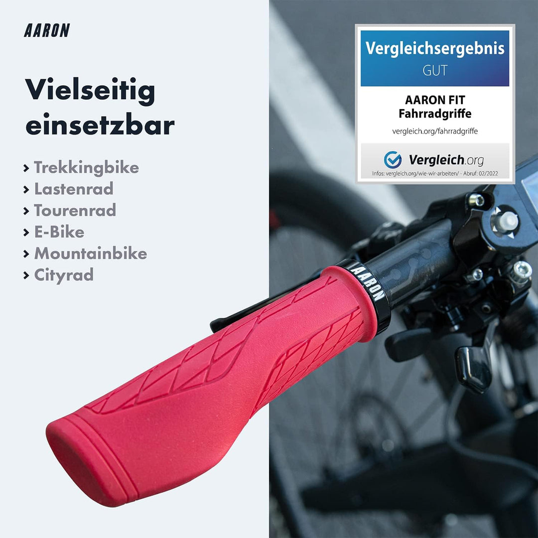 AARON Fit Fahrradgriffe mit dämpfender Auflagefläche - ergonomische Lenkergriffe aus rutschfestem Gu