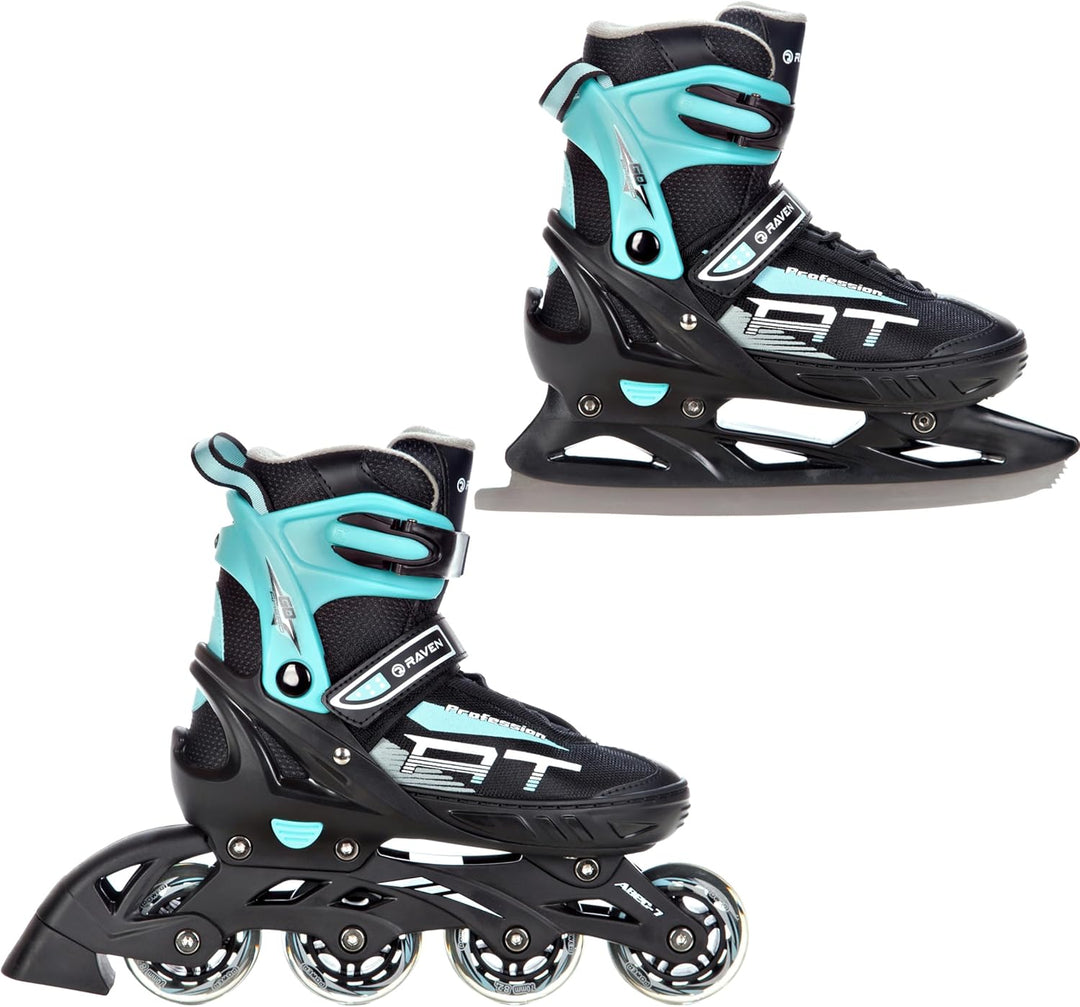 RAVEN Profession 2in1 Schlittschuhe Inlineskates Inliner für Kinder und Erwachsene verstellbar