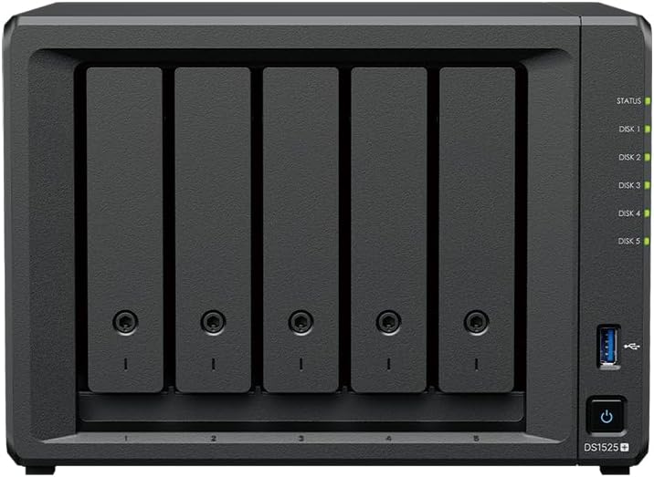 Synology Diskstation NAS DS1525+ 10TB Bundle Western Digital (5X 2TB WD Red Plus) 5 Bay Plus Serie m