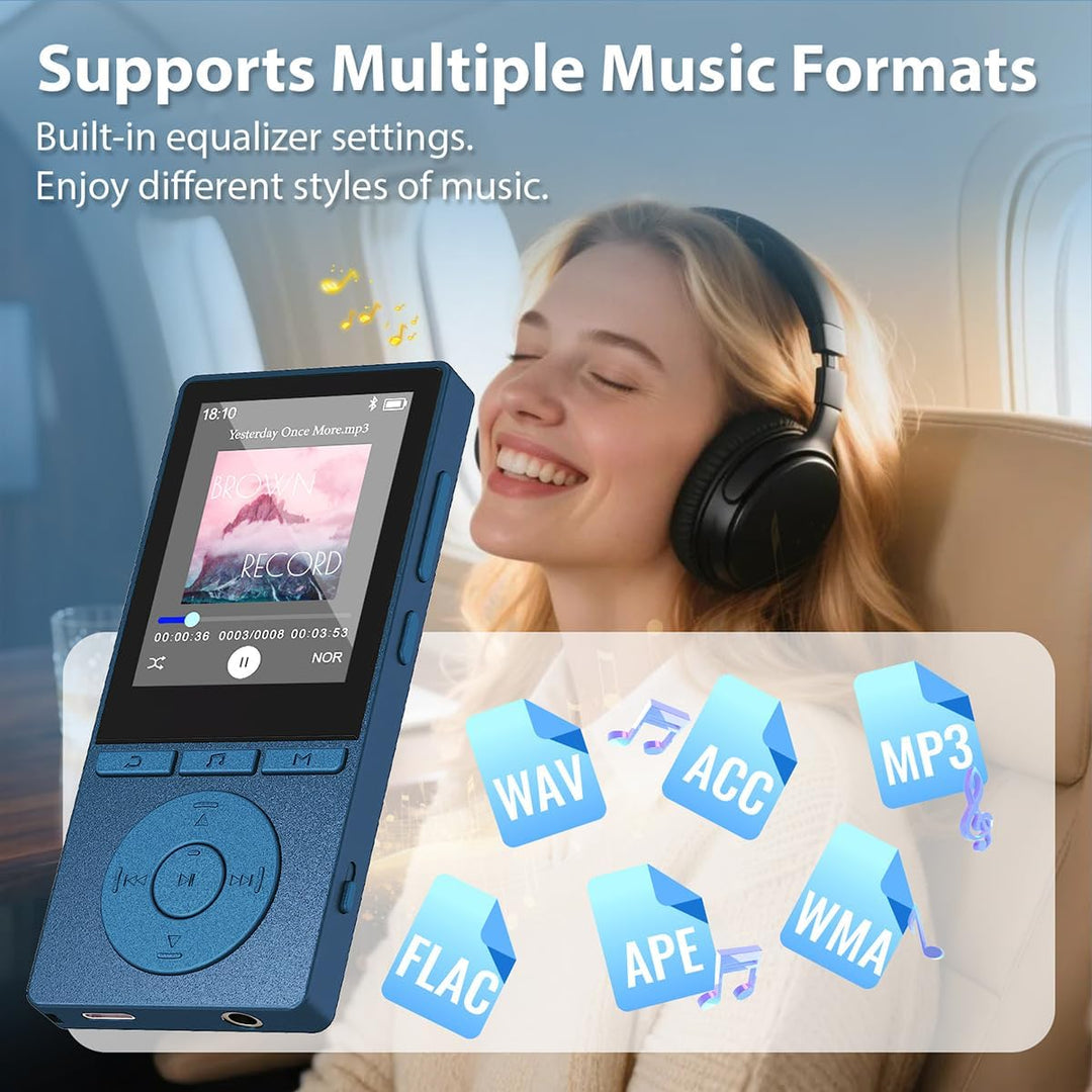 64GB MP3 Player Bluetooth 5.3, MP3 Player mit Lautsprecher, Musikwiedergabe, Sprachrekorder, E-Book,