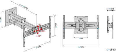 Meliconi SPACE SYSTEM DUALMOTION 600, TV-Wandhalterung mit Doppelarm und -rotation, Wandhalterung fü