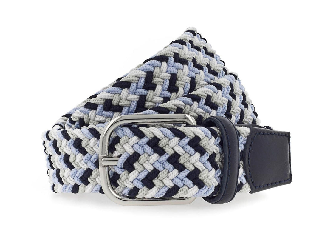 Vanzetti Damengürtel, geflochtenes Textilband mit Leder, Breite: 3,5 cm, Hellblau, 90 cm