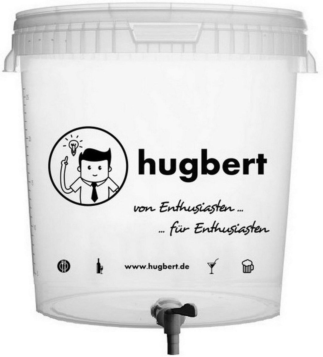 Set 4, 15/17L, Gärbehälter mit Skala Ablaufhahn Gärungsrohr Dichtgummi, 15/17L