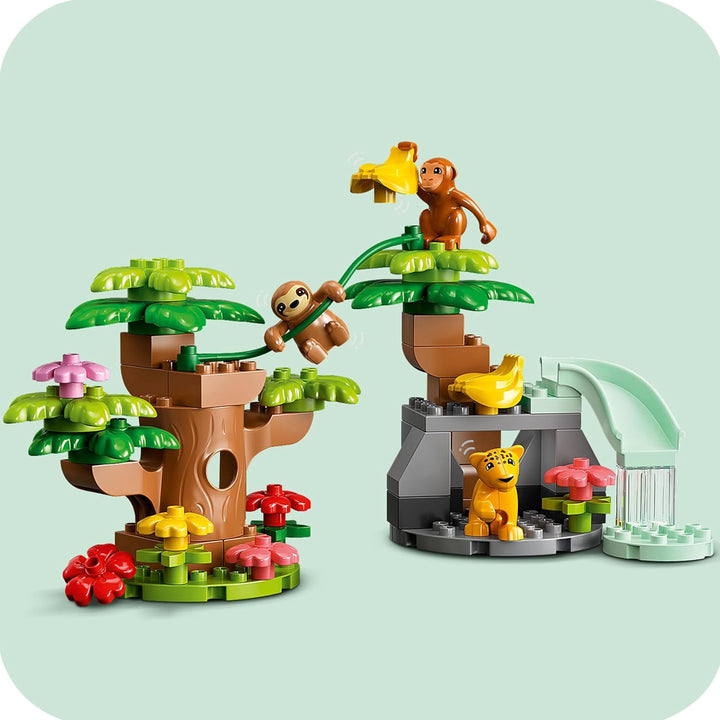 LEGO 10973 DUPLO Wilde Tiere Südamerikas Spielzeug-Set mit 7 Tierfiguren, Steine und Dschungel-Spiel