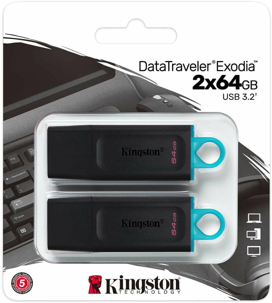 Kingston DataTraveler Exodia DTX/64GB-2P USB-Stick 3.2 Gen 1 - mit Schutzkappe und Schlüsselring in