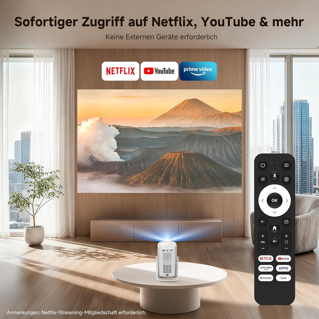 Beamer 4K mit Netflix, iSinbox 1200ANSI 4K Heimkino & Outdoor kurzdistanz Beamer, Smart projektor mi