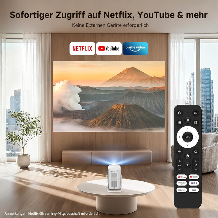 Beamer 4K mit Netflix, iSinbox 1200ANSI 4K Heimkino & Outdoor kurzdistanz Beamer, Smart projektor mi