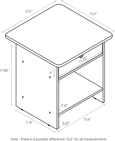 Furinno Dario Beistelltisch/Nachttisch Aufbewahrungsregal mit Schublade, Holz, Columbia Walnut/Dunke