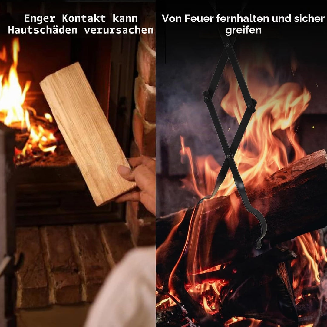 Kohlezange Kaminzange Lange, Uten faltbar Schwerlast Feuerzange 64cm kompakt Lagerfeuer, Grill, Kami