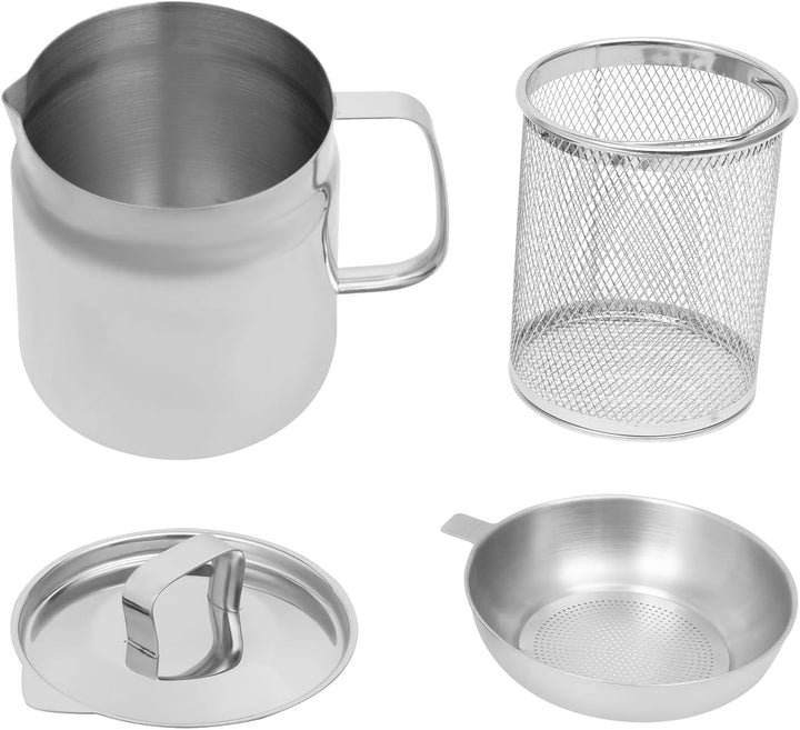 Friteuse mit Siebkorb 2 L Klein Frittiertopf öl, Haus&Outdoor-Camping Friteuse mit Griff, 304 Edelst