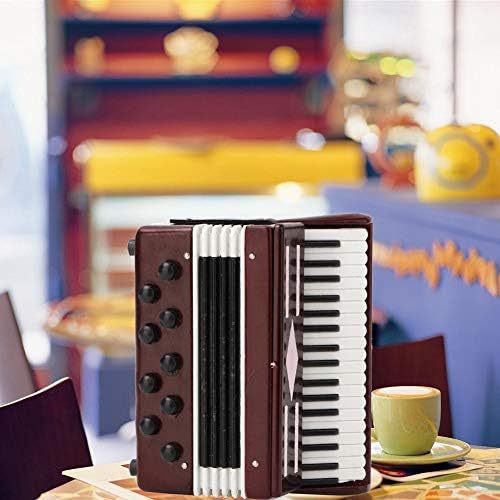 FTVOGUE Rotes Akkordeon Modell Miniatur Holz Instrumental Modell mit zarten Box Musikalisches Kinder