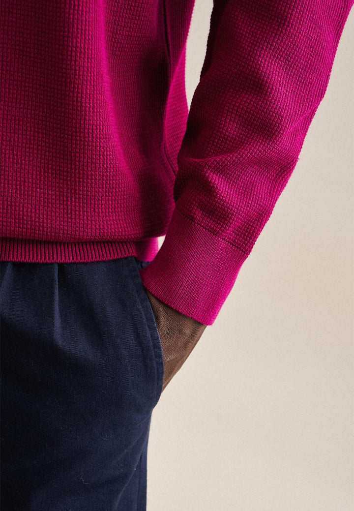 Seidensticker Herren Pullover - Regular Fit - Rundhalsausschnitt - Langarm - 100% Baumwolle S Rosa,