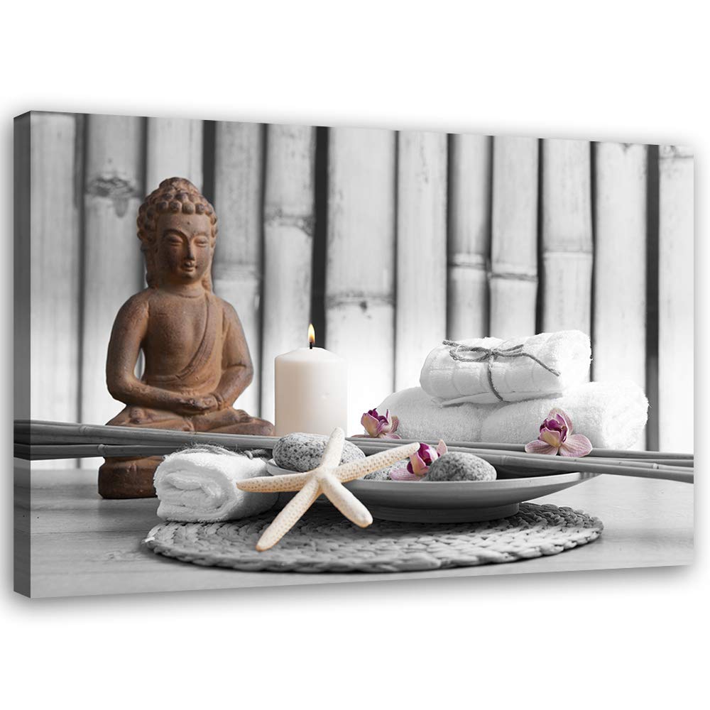 Feeby Wanddeko Spa Leinwandbild Kunstdruck Religion Weiss 90x60 cm M14704 90x60 cm, M14704 90x60 cm