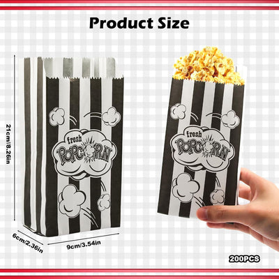 200 Stück Popcorn Tüten Klein, Popcorntüten Rote Streifen, Popcorn Papiertüten, Popcorn Behälter für