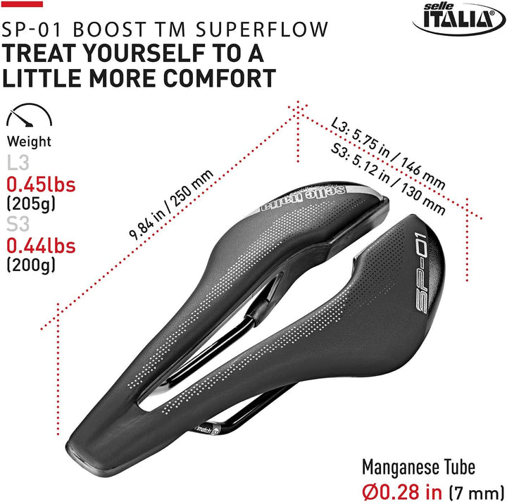 Selle Italia Unisex – Erwachsene Sp01 Boost Tm Superflow Sattel L Schwarz, L Schwarz