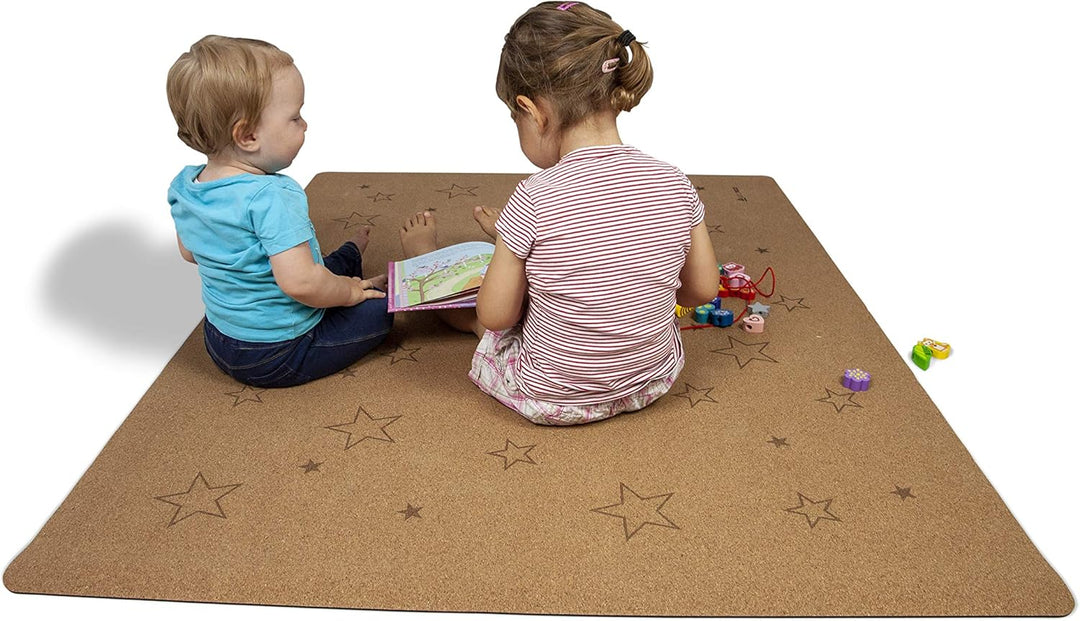 Secoroco Spielmatte aus Kork. Schadstofffreie Krabbelmatte für Babys und Kinder. Sterne 160x110 cm 1