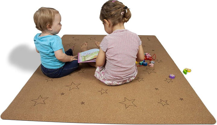 Secoroco Spielmatte aus Kork. Schadstofffreie Krabbelmatte für Babys und Kinder. Sterne 160x110 cm 1