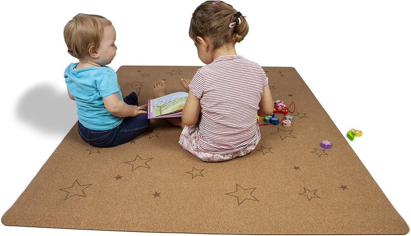Secoroco Spielmatte aus Kork. Schadstofffreie Krabbelmatte für Babys und Kinder. Sterne 160x110 cm 1