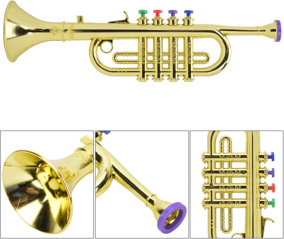 AUNMAS Kindertrompete, Goldene Beschichtete Kindertrompete, Vorschulmusikspielzeug, Oberflächenspass