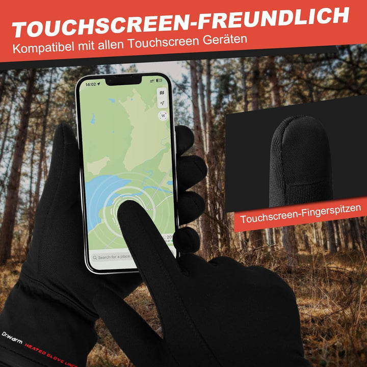 Dr.warm Beheizbare Handschuhe für Herren Damen, Beheizte Winterhandschuhe Dünn Handschuhe mit Heizun