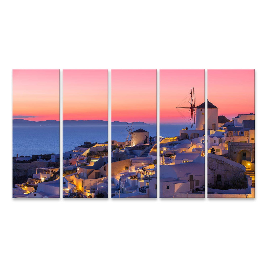 islandburner Bild auf Leinwand Schöner Sonnenuntergang Santorini Griechenland Bilder Wandbilder Post