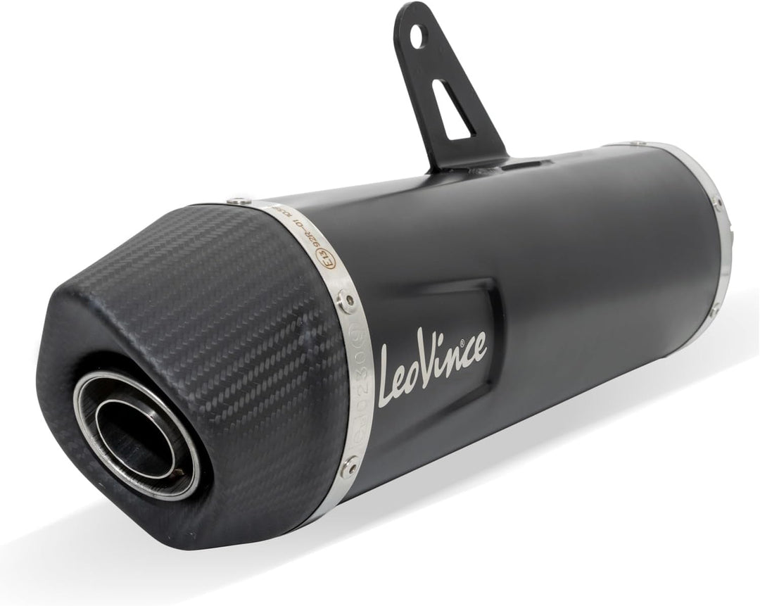 Endschalldämpfer LeoVince SLIP-ON SBK NERO, Edelstahl schwarz, Carbon Kappe, mit Zulassung für Trium