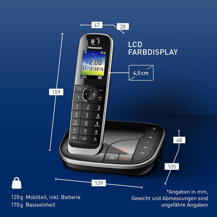 Panasonic KX-TGJ320GB Schnurlostelefon mit Anrufbeantworter, Freisprecheinrichtung, Farb-LCD, DECT-S