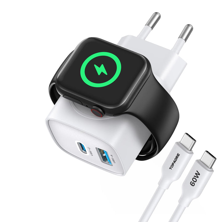 Apple Watch Ladegerät, 3-in-1 20W USB iPhone Ladegerät PD 3,0 Schnellladegerät für Apple Watch 11/10