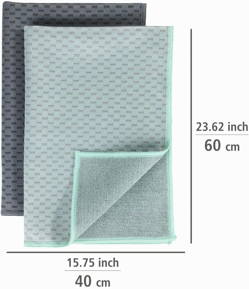 WENKO Mikrofaser Geschirrtücher Miko 2er Set, 2 Handtücher, Polyester, Grau, 40 x 0 x 60 cm, 5474110